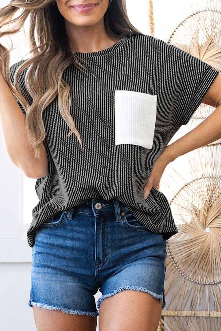 Pink Corded Knit  TEE