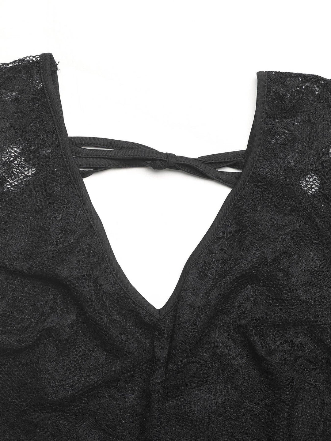 Summer Lace-Back Sheer Tee Slim  Trendy Top