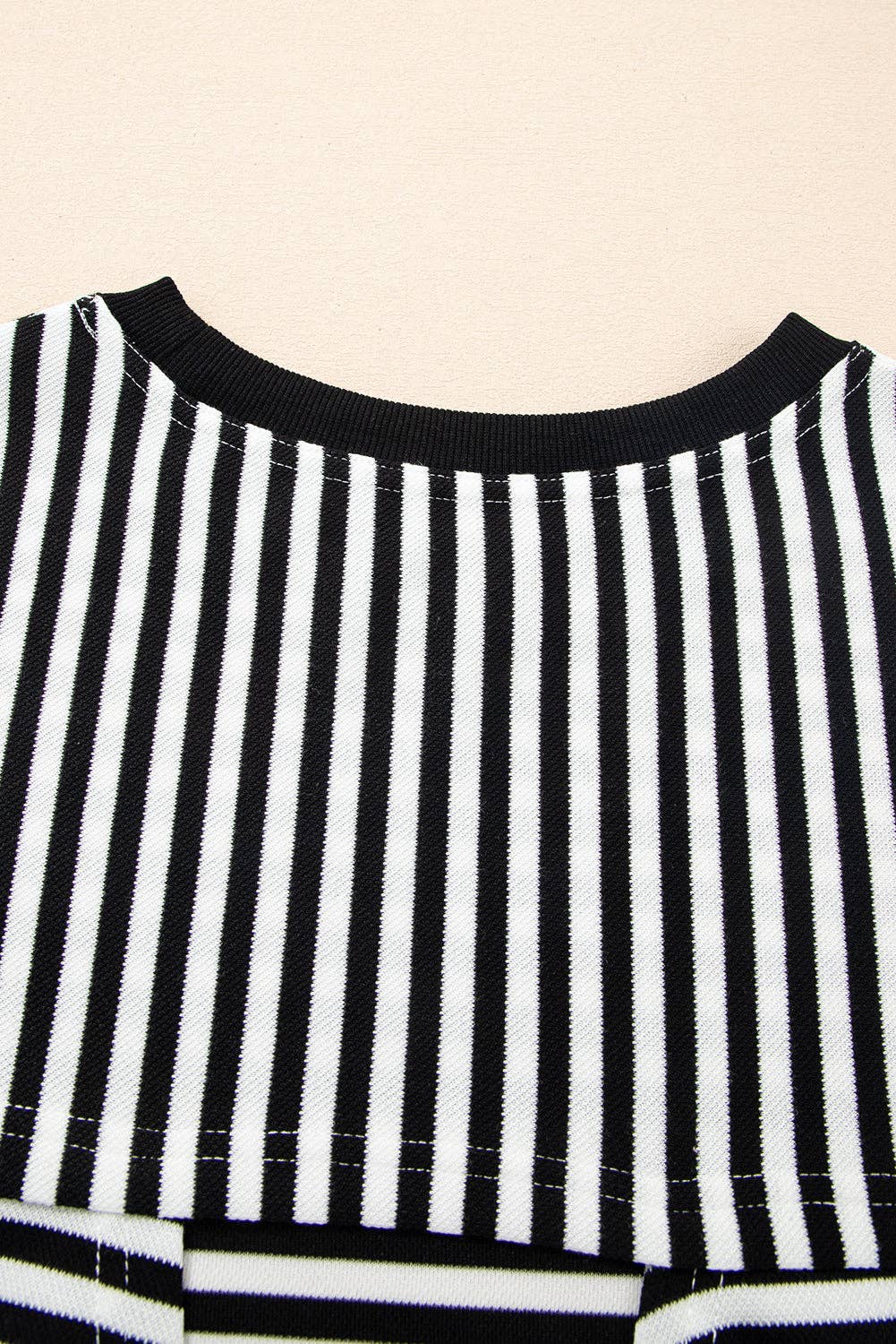 Red Stripe Bow Cutout Back Drop Shoulder Loose Tee