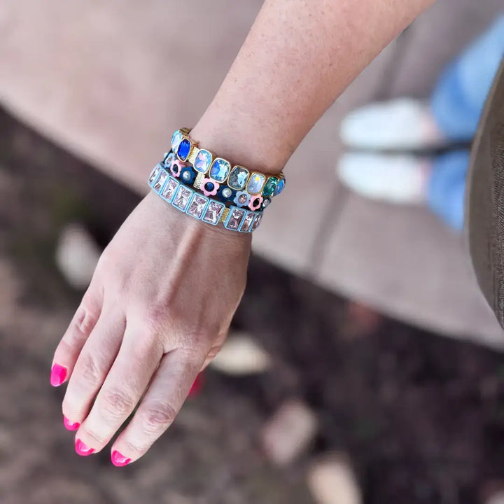 Taylor Elliott Designs - Enamel Stretch Bracelet - Rectangle Gems - Estelle -