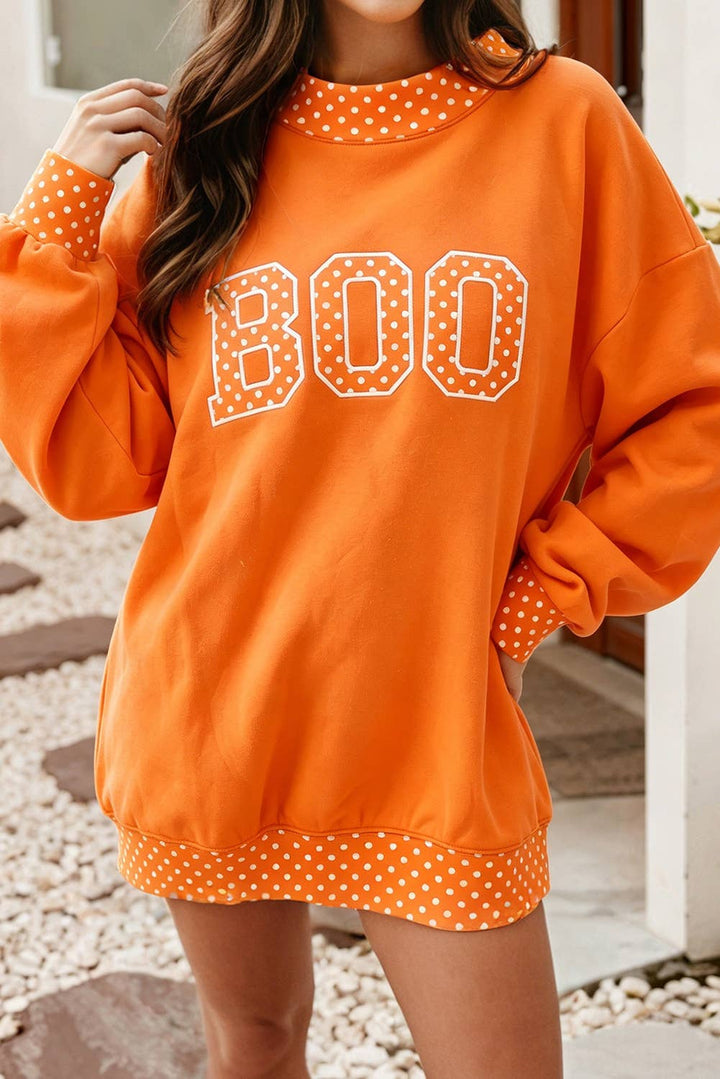 Little Daisy Closet - Halloween Polka Dot Contrast Holiday Mock Neck Sweatshirt