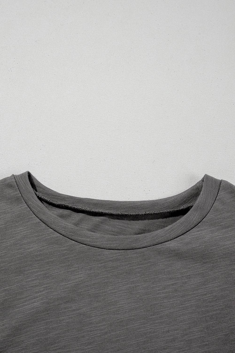 - Dark Grey Ruffle Sleeve Tee Casual Summer Top