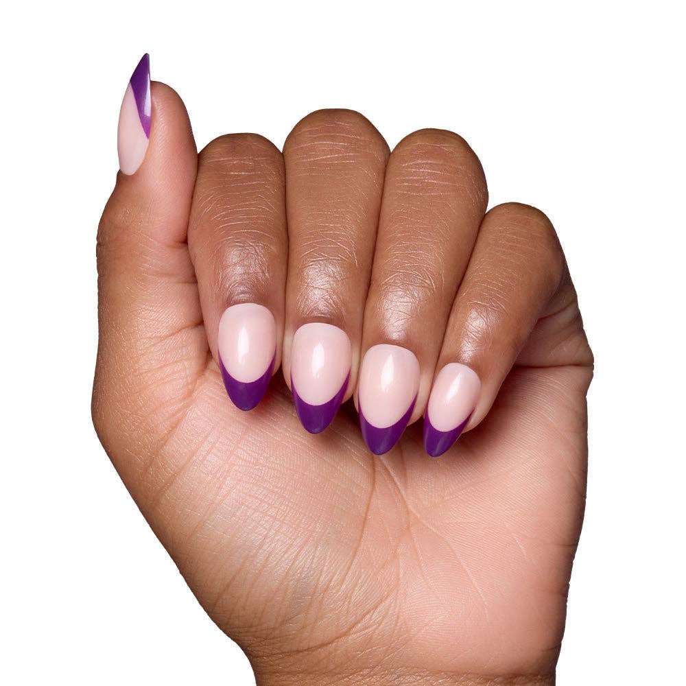 Glamnetic - Plum Press-On Nails | Purple French Tip | Short Almond