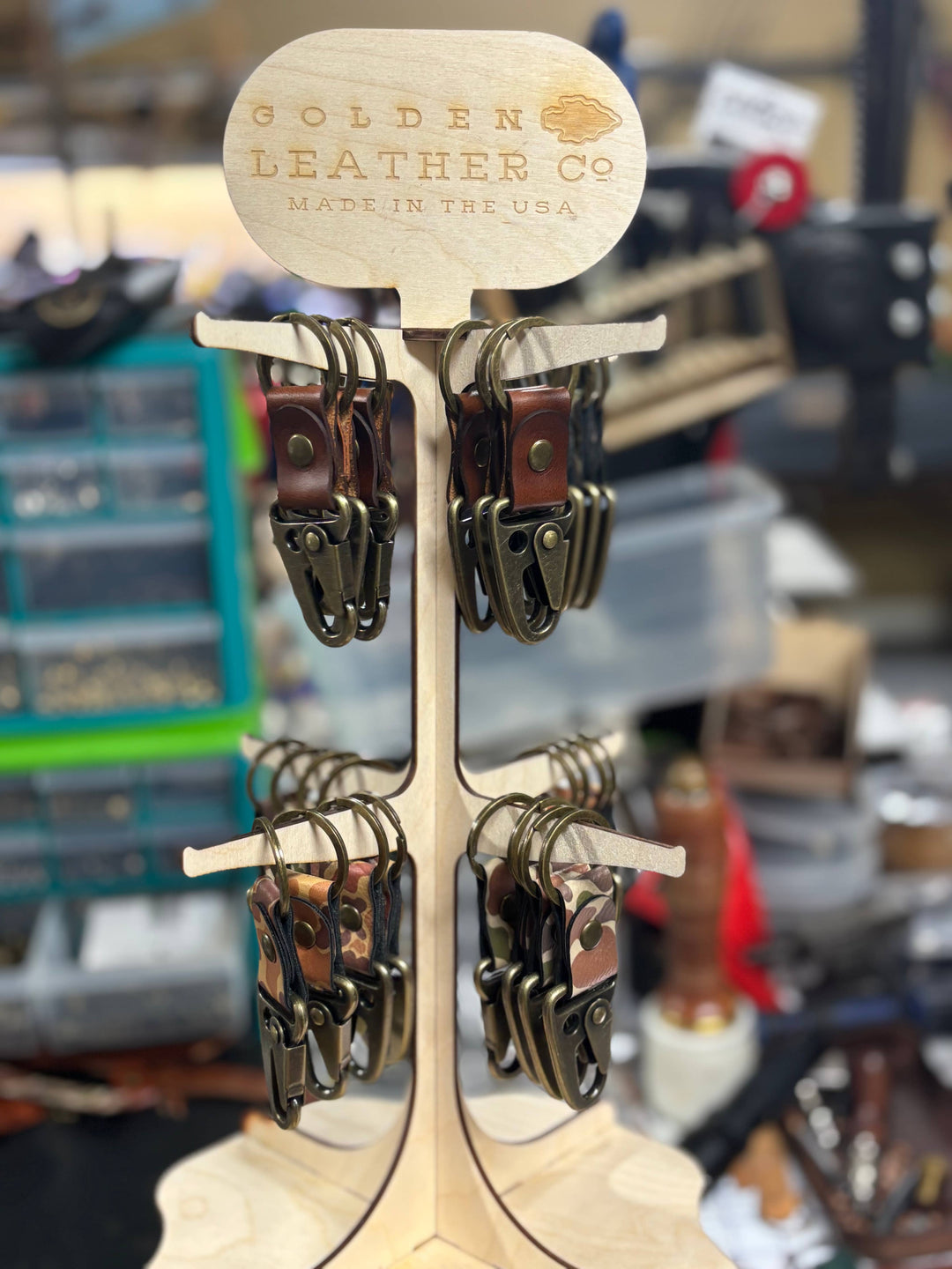 Leather/Camo Clip Keychain