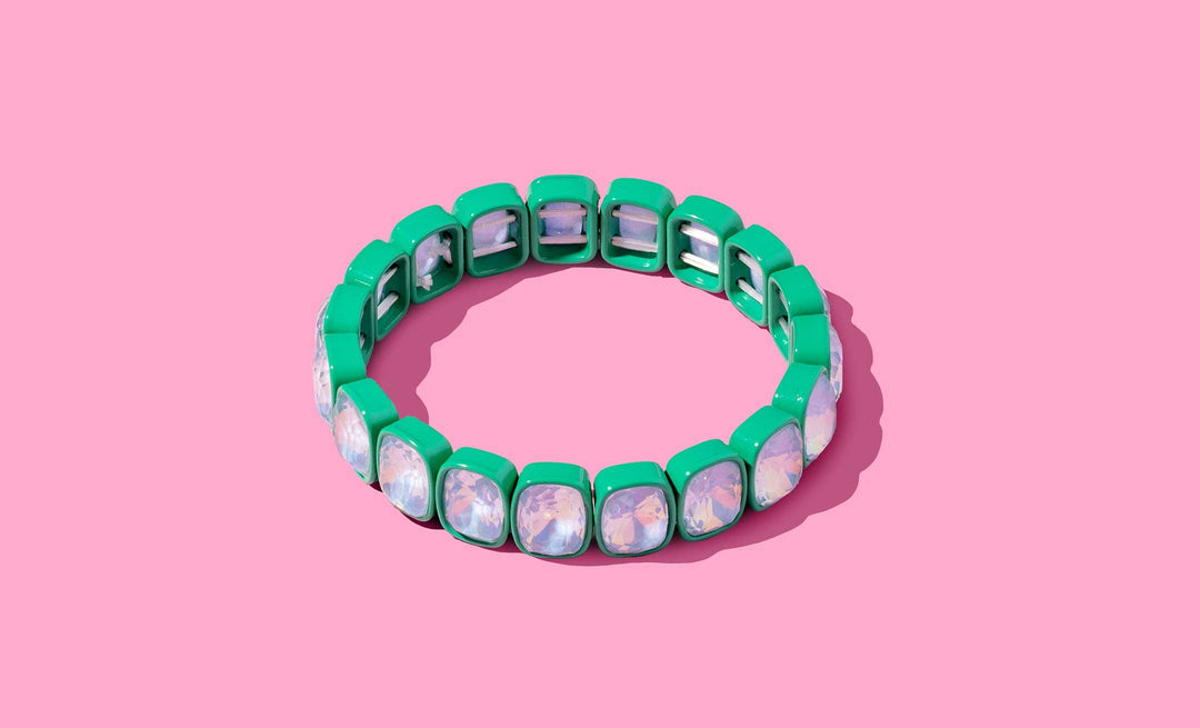 Taylor Elliott Designs - Enamel Stretch Bracelet - Square Gems - Layla -