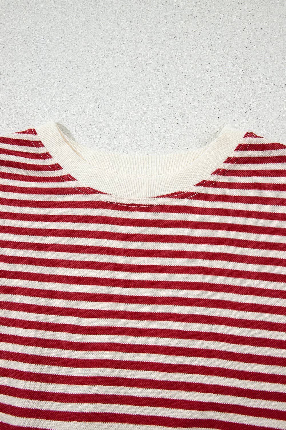 Red Stripe Bow Cutout Back Drop Shoulder Loose Tee