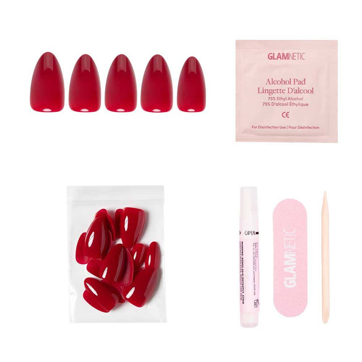 Glamnetic - Classic Red Press-On Nails | Short Almond Holiday SolidNails