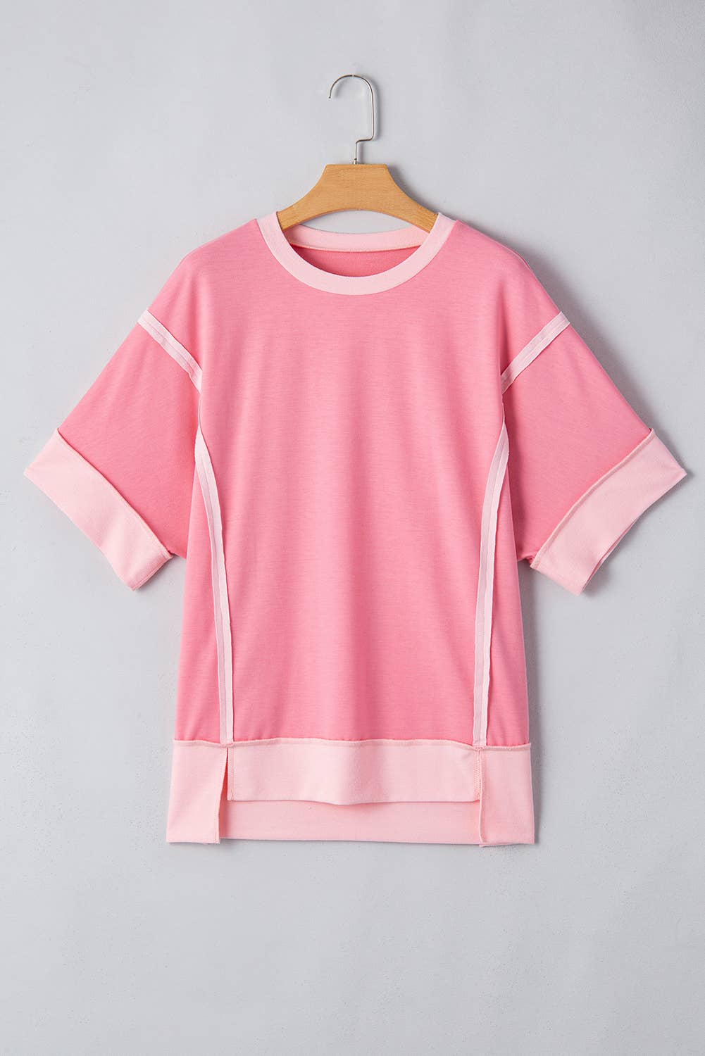 Little Daisy Closet -  LDC Spring Half Sleeve Raw Seam High Side Split Top