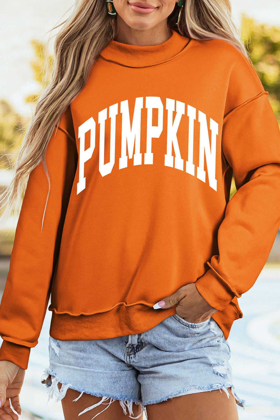Little Daisy Closet - Pumpkin/Fall Reversible Pullover Mock Neck Sweatshirt