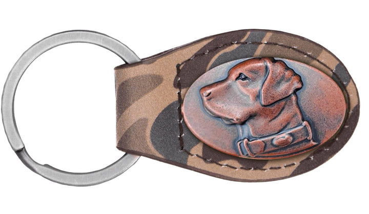 Brown Old School Camo Leather Key Fob.