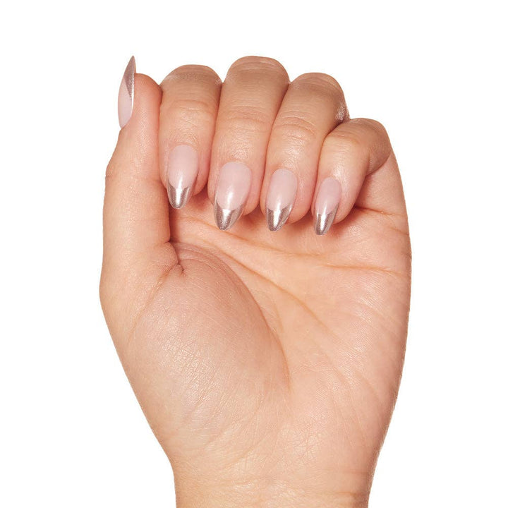 Glamnetic - Mirror Mirror Press-On Nails| Chrome Silver French Tip