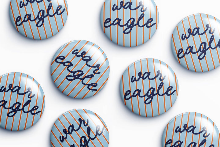 Auburn War Eagle Striped Button