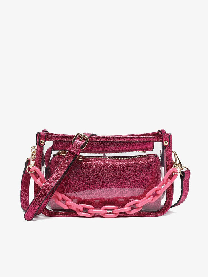 Jen &amp; Co. - Jessica Stadium Clear Crossbody Bag – Chain Strap | M2226CR