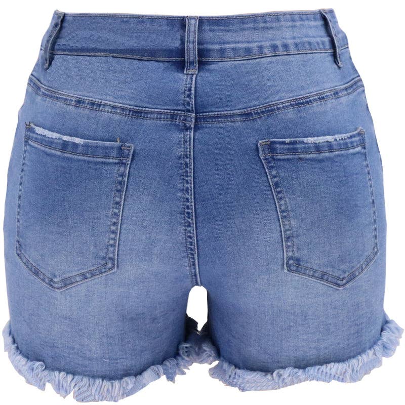 High Rise Distressed Denim Shorts for Women