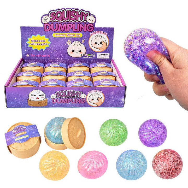 Glitter Squishy Dumpling Stress Ball Sensory Fidget Toy