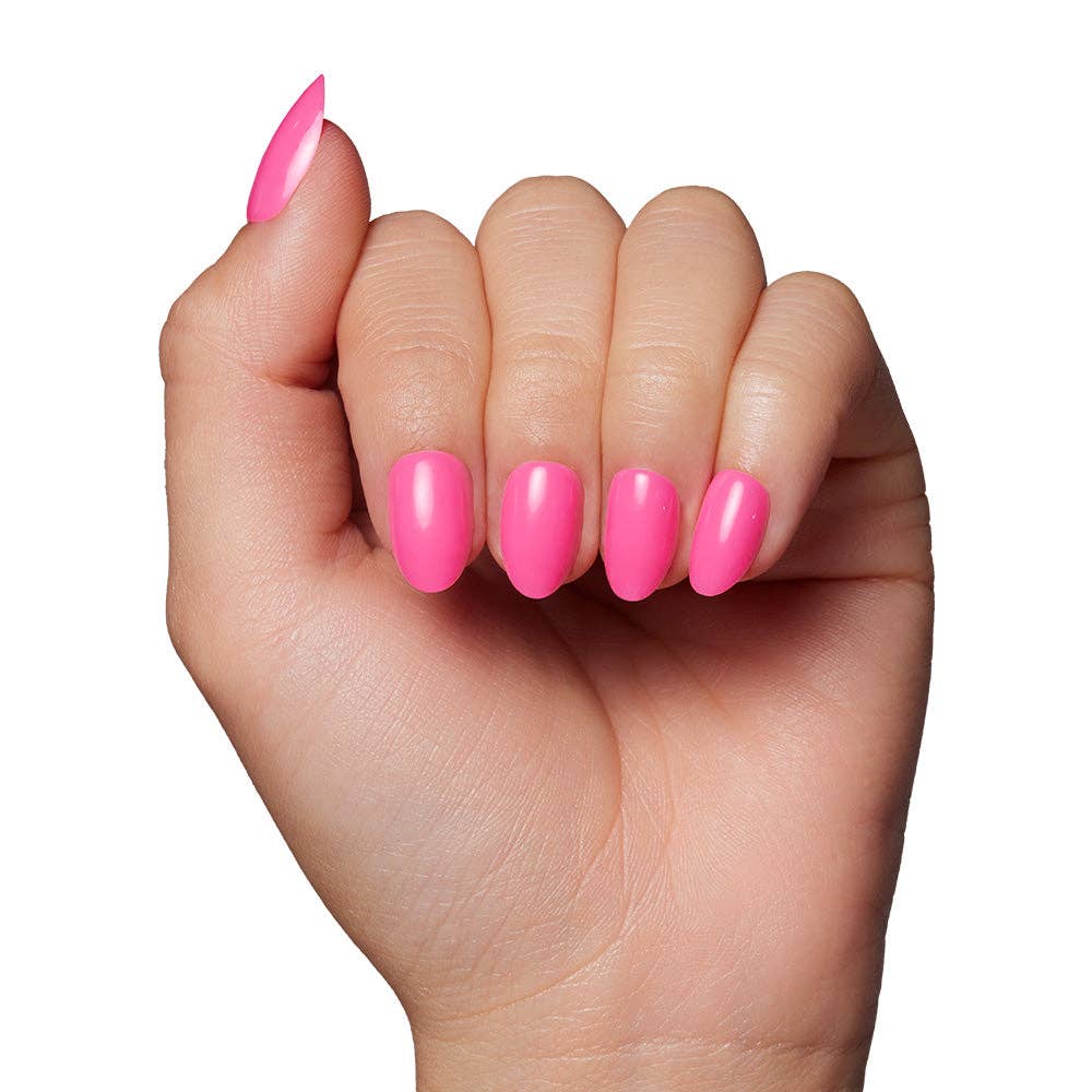 Glamnetic - Hot Pink Press-On Nails | Solid Nails | Short Oval Length
