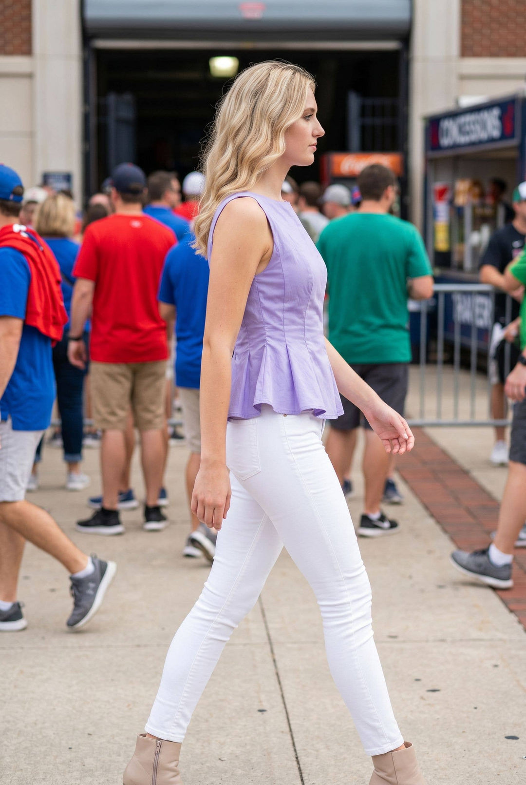 Gameday Boat neckline fit and flare sleeveless top