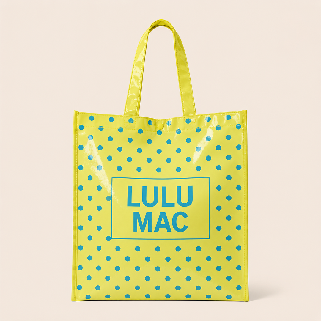 LULU MAC   REUSABLE TOTE -BUTTER BLUE DOT