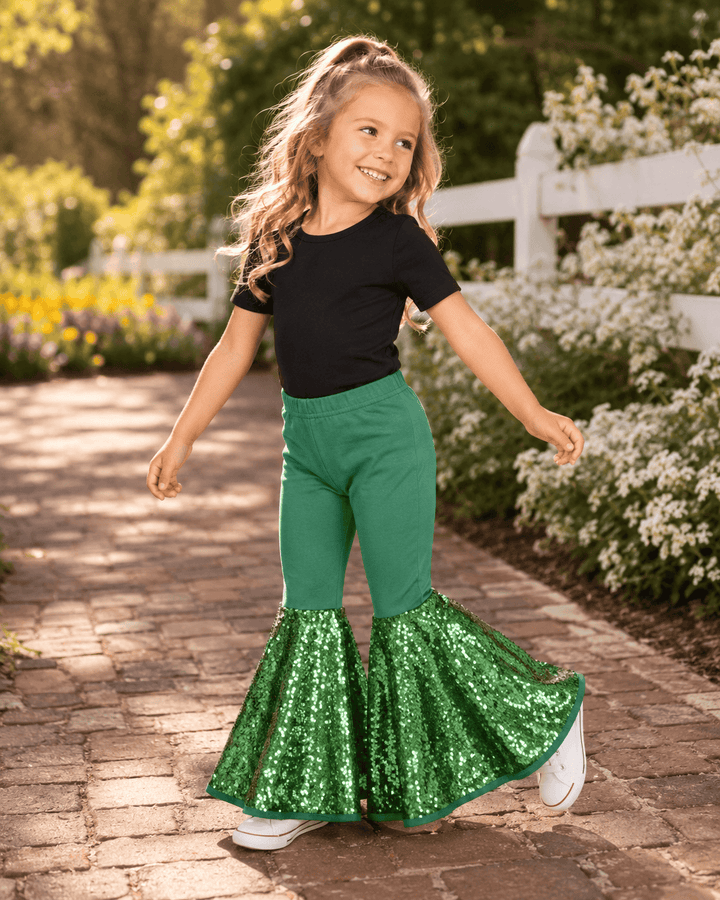 ILTEX Apparel - Bell Bottom Green Sequin Pants