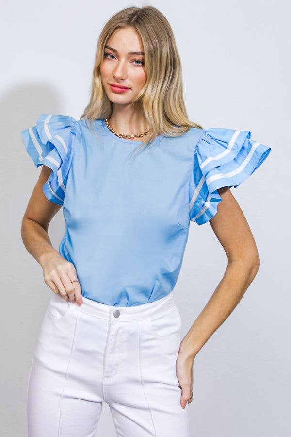 FLYING TOMATO - A solid woven top - IT12823 BLUE