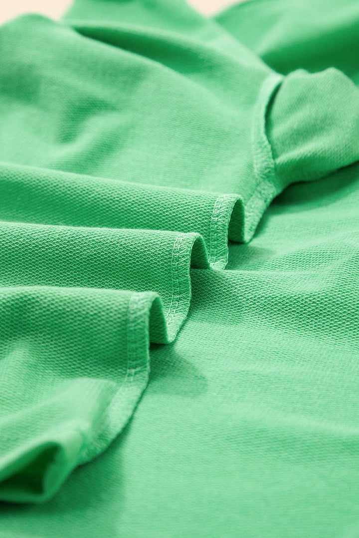 Green V Neck Lounge Set Drawstring Shorts 2 Piece