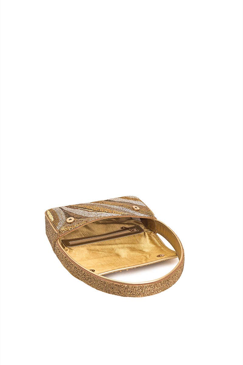 America &amp; Beyond - Golden Glam Beaded Shoulder Bag