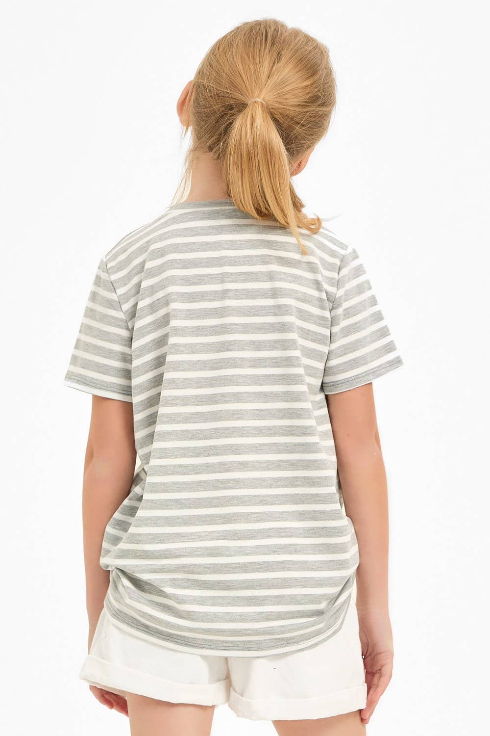 Good Girl - Kids Twist Knot Stripe Knit Short Sleeve Tee