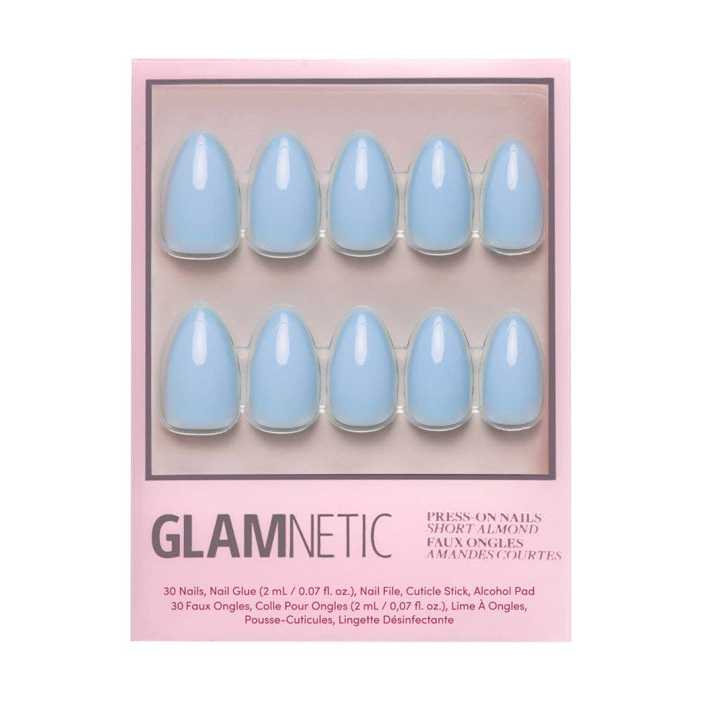 Glamnetic - Soft Blue Press-On Nails | Short Almond Solid Nail