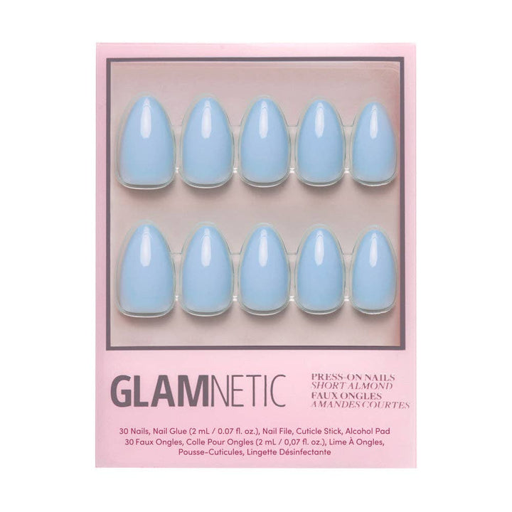 Glamnetic - Soft Blue Press-On Nails | Short Almond Solid Nail