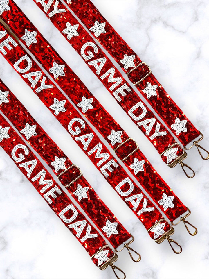 Red Adjustable Beaded Game Day Strap - STRAP ONLY