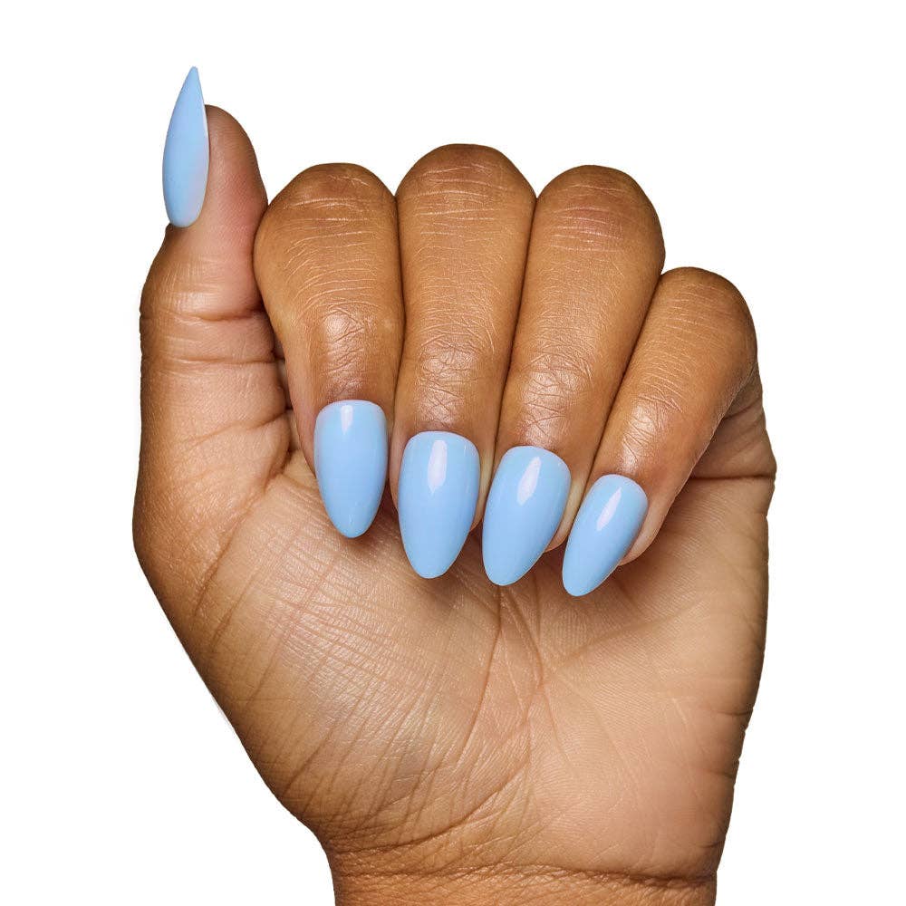 Glamnetic - Soft Blue Press-On Nails | Short Almond Solid Nail