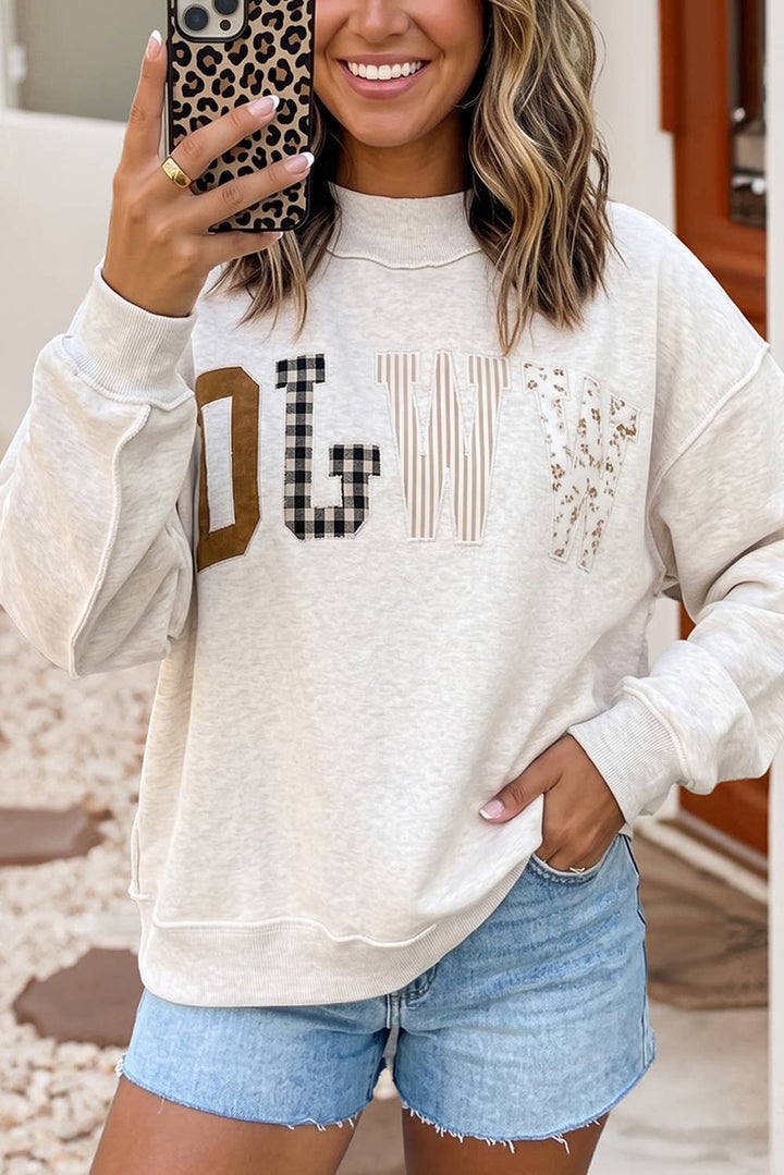 Little Daisy Closet - F/W26 WWJD Embroidered Patch Mock Neck Sweatshirt| S-4X