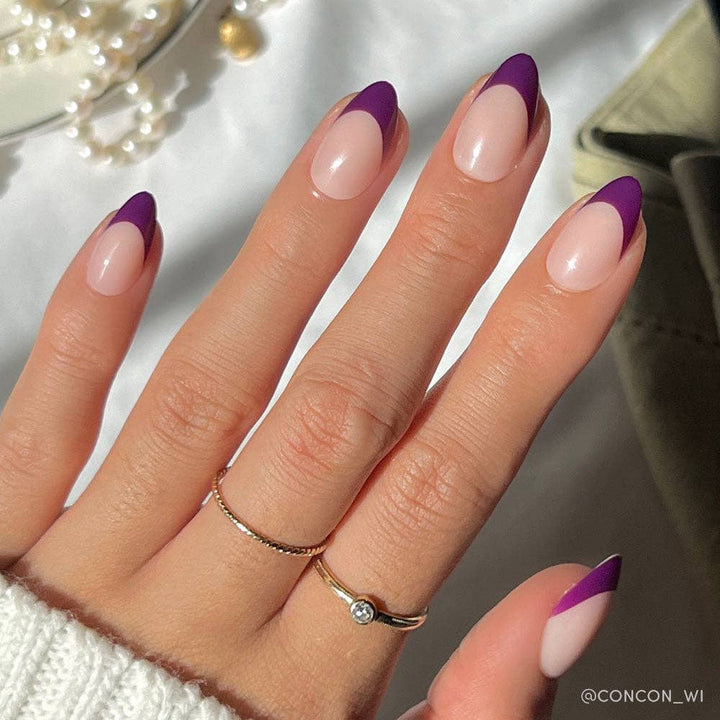 Glamnetic - Plum Press-On Nails | Purple French Tip | Short Almond
