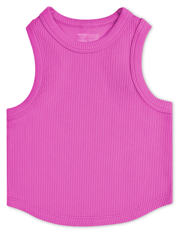 PRETTY PINK CROPPED RIBBED RACERBACK TANK TOP (SM/ MED)