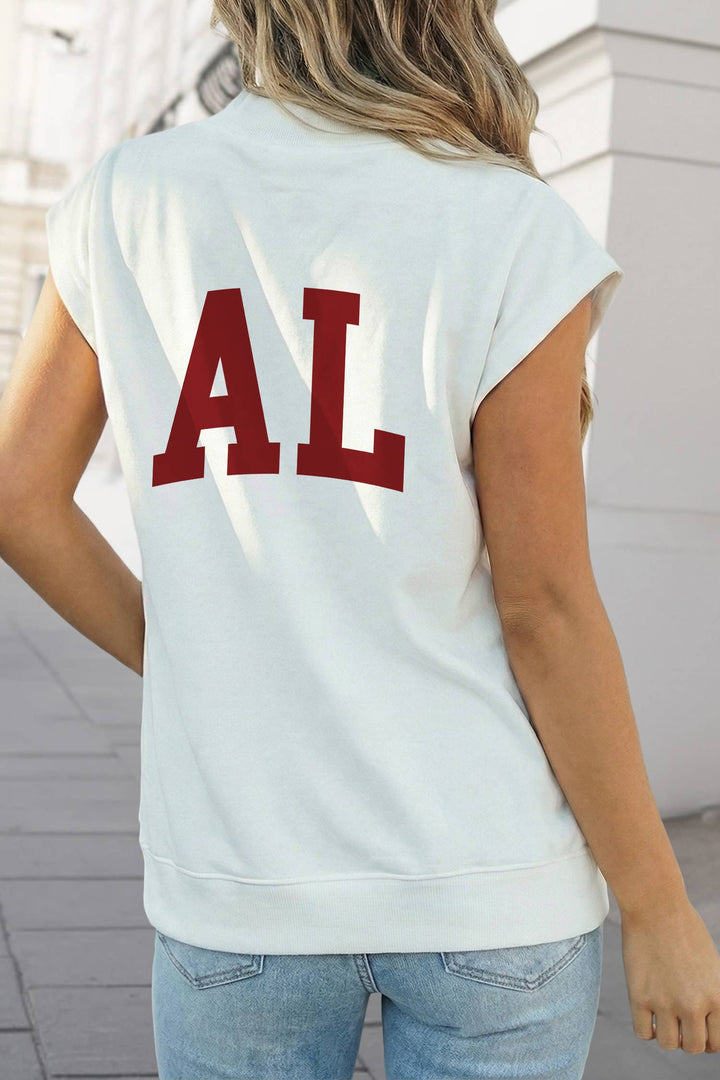 ALABAMA Graphic Mock Neck Short Sleeve Top |