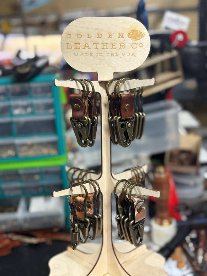 Leather/Camo Clip Keychain