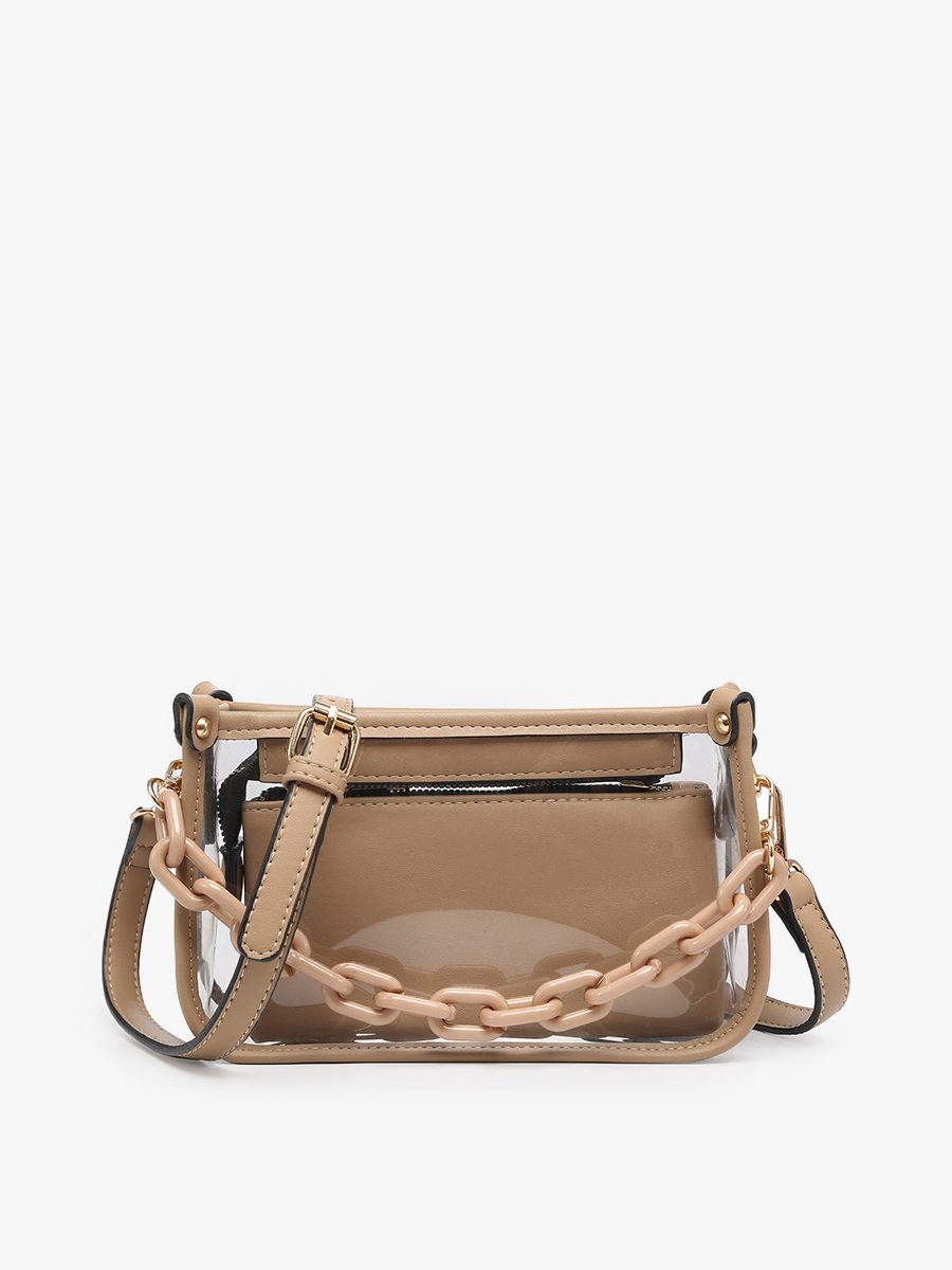 Jen &amp; Co. - Jessica Stadium Clear Crossbody Bag – Chain Strap | M2226CR