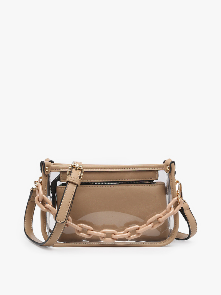Jen &amp; Co. - Jessica Stadium Clear Crossbody Bag – Chain Strap | M2226CR