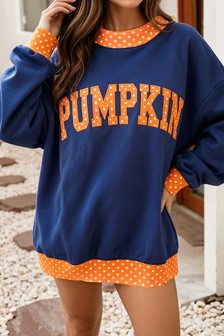 Little Daisy Closet - Halloween Polka Dot Contrast Holiday Mock Neck Sweatshirt