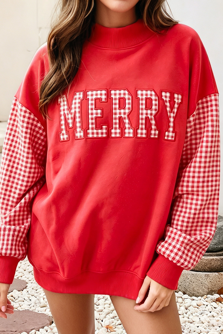 Little Daisy Closet - F/W26 NEW Holiday Christmas Plaid Mock Neck Sweatshirt
