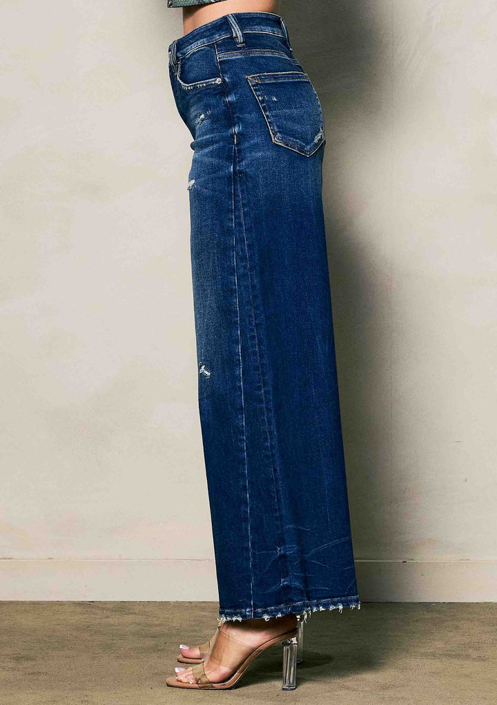 Vibrant M.i.U - Subtle Distressed Palazzo Jeans