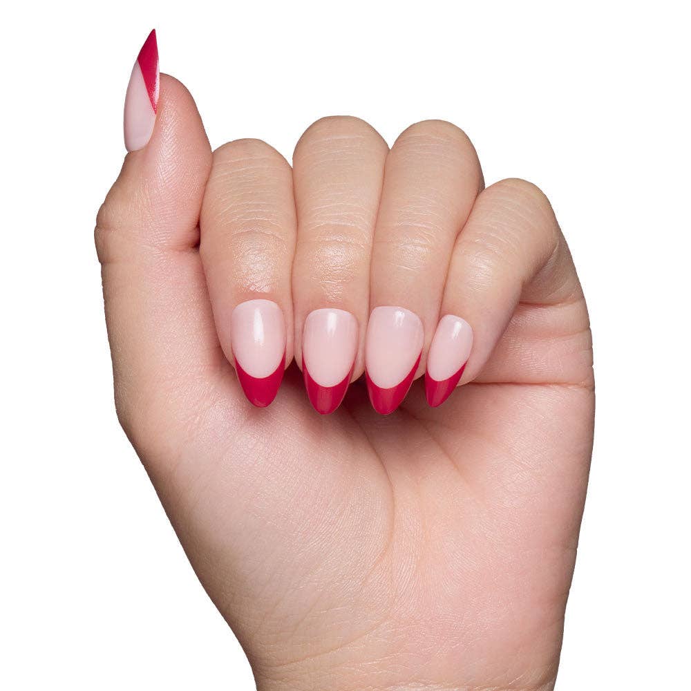 Glamnetic - Rose Garden Press-On Nails | Red French Tip | Short Almond
