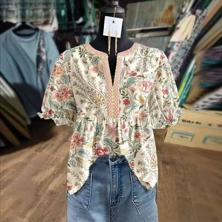Makalia Floral Print Women Blouse Summer Top