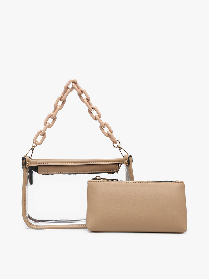 Jen &amp; Co. - Jessica Stadium Clear Crossbody Bag – Chain Strap | M2226CR