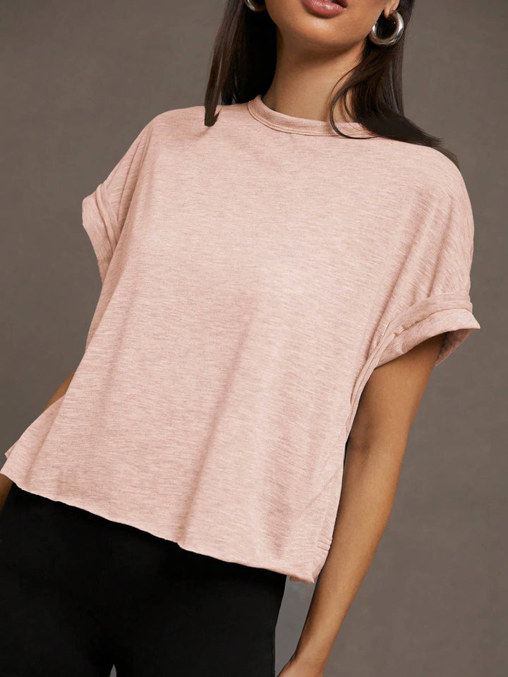 Wrapped Cutout Back Slouchy Tee Workout Shirt In Solid