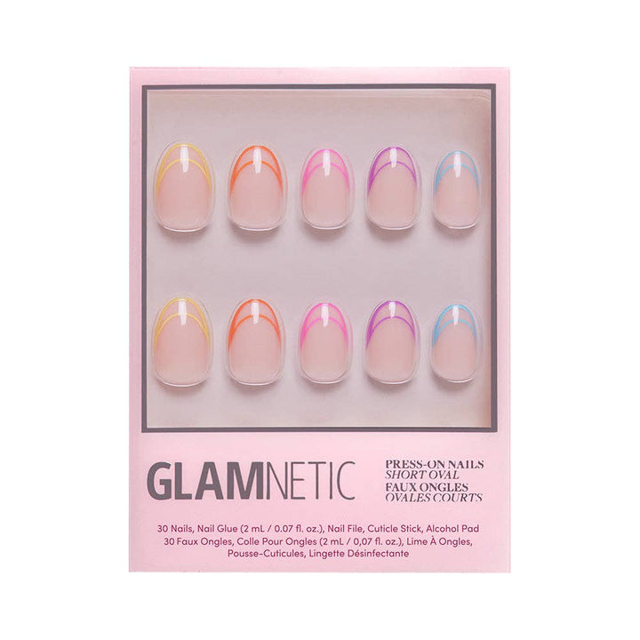 Glamnetic - Neon Lights Press-On Nails | Short Oval | Multicolor French