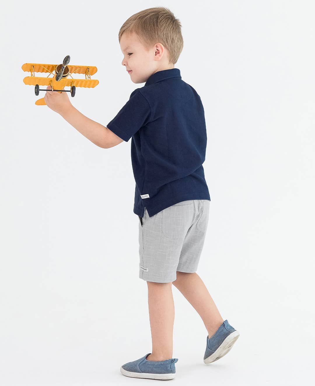 RuffleButts  - Boys Dark Navy Pique Short Sleeve Polo Shirt
