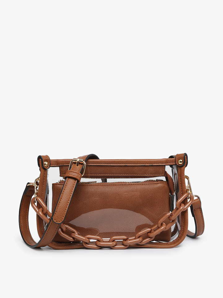 Jen &amp; Co. - Jessica Stadium Clear Crossbody Bag – Chain Strap | M2226CR