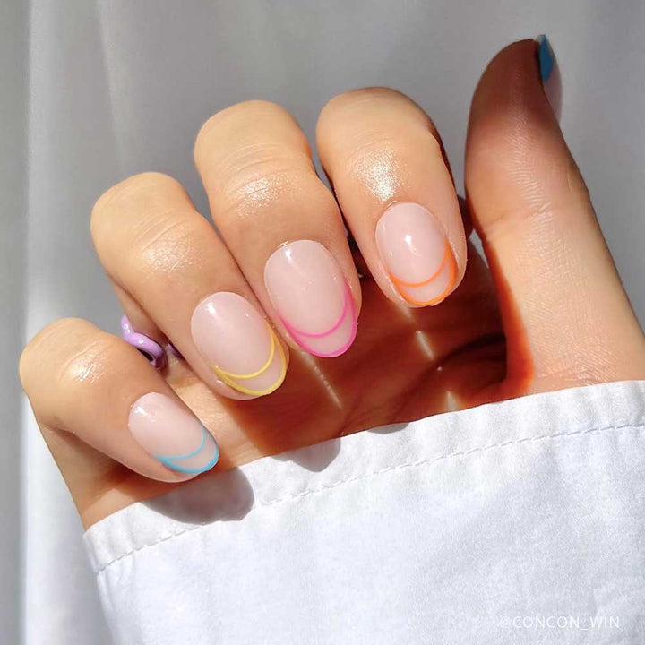Glamnetic - Neon Lights Press-On Nails | Short Oval | Multicolor French