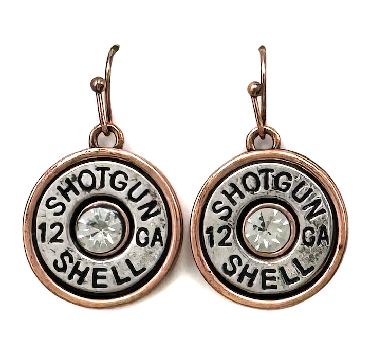 Lunar Deer - Classic Rhinestone Shotgun Shell Dangle Hook Earrings